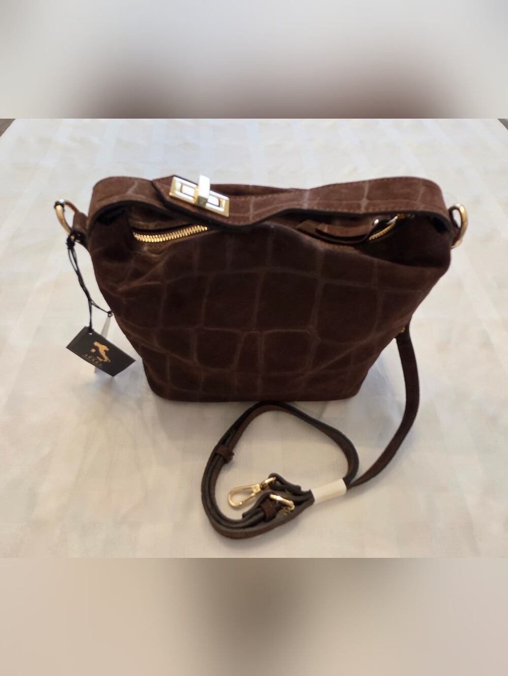 Claudia Firenze Chocolate Brown Suede Shoulder or Crossbody Bag NWT